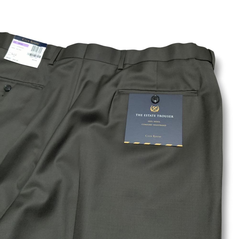 Wool Slacks Dress Pants Khaki Mens 38 Club Room Pants Light Weight Brand New NWT